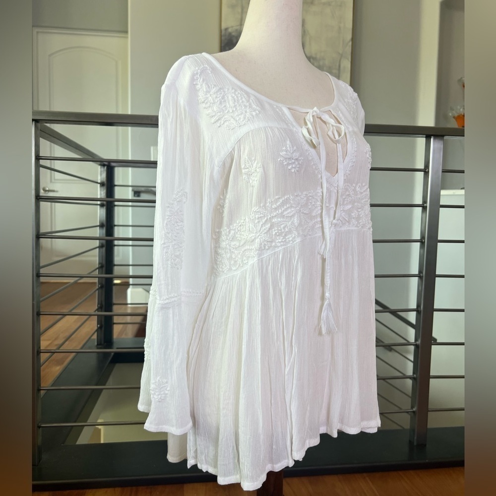 Hand Stitched Embroidered Blouse In White